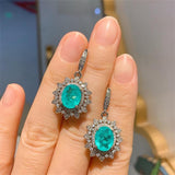 Luxury Oval Shaped Paraiba Tourmaline Stud Earrings Pendant Necklace Jewellery - The Jewellery Supermarket