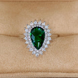 *NEW* Luxury Bright Green Pear-shaped Crystal Noble Lady Vintage Style Women's Rings - The Jewellery Supermarket