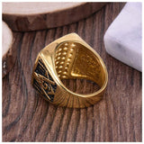 Red Retro Gold Colour Stainless Steel Big Masonic Rings For Men - The Jewellery Supermarket