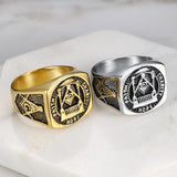 ideal Gifts - Fashion Stainless Steel Masonic Signet Rings