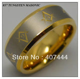 Fashion Tungsten Gold Color Bevel Style with Masonic Master Ring