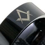 Best Gift Choice -MASONIC Black Pipe Men's Tungsten Ring