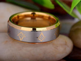 Best Gifts - Gold Color Bevel Masonic Super New Men's Tungsten Carbide Wedding Ring