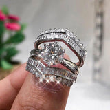 *NEW* Fashion Brilliant High Quality AAA+ Cubic Zirconia Diamonds Luxury Modern Design 3Pcs Set of Rings - The Jewellery Supermarket