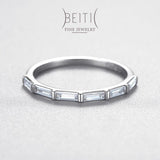 *NEW* Classic Sterling Silver Rectangle AAAA Simulated Diamonds Minimalist Fine Stackable Ring - The Jewellery Supermarket