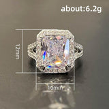 *NEW* Simple Design Luxury Inlaid Big Square Cubic Zirconia Wedding Rings for Women - The Jewellery Supermarket