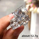 *NEW* Luxury Square AAA+ Cubic Zirconia Diamond Set Promise Engagement Rings - The Jewellery Supermarket