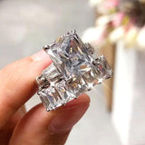 *NEW* Luxury Square AAA+ Cubic Zirconia Diamond Set Promise Engagement Rings - The Jewellery Supermarket