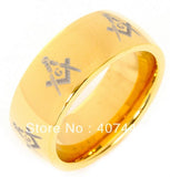 Best Gifts - Domed New Gold Men's Masonic Tungsten Wedding Ring