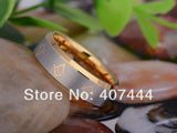Best Gifts - Gold Color Bevel Masonic Super New Men's Tungsten Carbide Wedding Ring - The Jewellery Supermarket