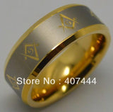 Fashion Gold Color Tungsten Masonic Men's Classic Wedding Ring - The Jewellery Supermarket