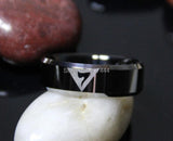 Black Top Silver Edges 14TH Degree Masonic Tungsten Carbide Wedding Ring - The Jewellery Supermarket