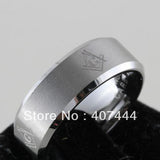 Best Gifts - MASONIC Brushed Center Beveled Tungsten Carbide Ring - The Jewellery Supermarket