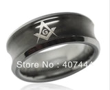 Best Gifts - His/hers Etched Masonic Black Concaved Tungsten Wedding Ring