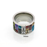 Multicolor Rainbow Color 316L Stainless Steel AAA Cubic Zirconia Crystals Rings - The Jewellery Supermarket