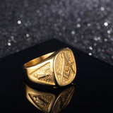 Retro Masonic 316L Stainless Steel Gold Color Men Ring - The Jewellery Supermarket