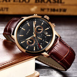 Great Gift Ideas for Men - Top Luxury Brand Leather Casual Quartz Military Sport Waterproof Watch - The Jewellery Supermarket