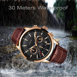 Great Gift Ideas for Men - Top Luxury Brand Leather Casual Quartz Military Sport Waterproof Watch - The Jewellery Supermarket